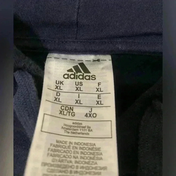 Adidas Men's 3-Stripes Fleece Hooded Sweatshirt Dark Blue - Picture 6 of 10